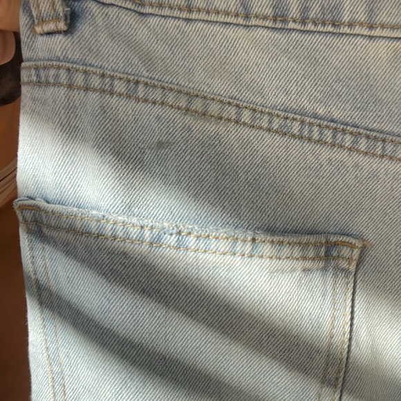 High Waist Straight Leg Ripped Bleached Blue Jeans - Picture 7 of 8